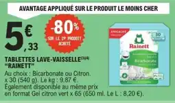 E.Leclerc TABLETTES LAVE VAISSELLE RAINETT offre