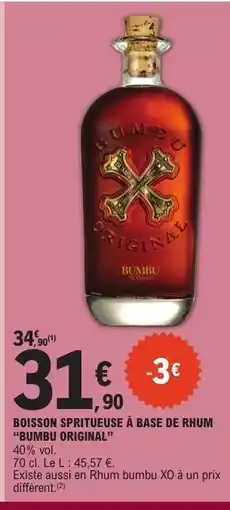E.Leclerc BOISSON SPIRITUEUSE À BASE DE RHUM “BUMBU ORIGINAL” offre