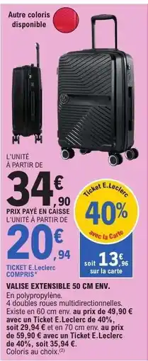 E.Leclerc Valise Extensible 50 cm env offre