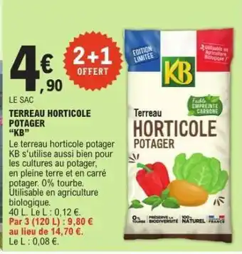 E.Leclerc TERREAU HORTICOLE POTAGER KB offre