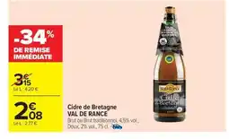 Carrefour Market VAL DE RANCE Cidre de Bretagne offre