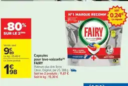 Carrefour Market FAIRY Capsules pour lave-vaisselle offre
