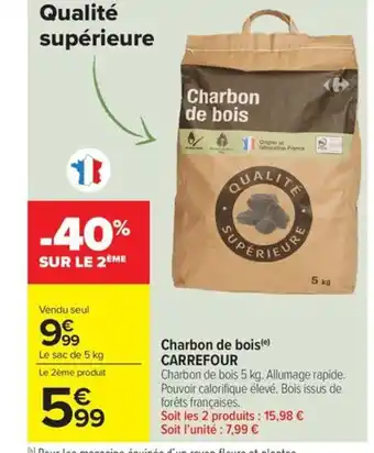 Carrefour Market CARREFOUR Charbon de bois offre