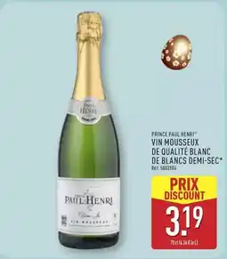 ALDI Prince - vin mousseux de qualite blanc de blancs demi sec offre