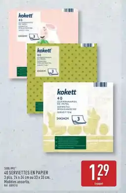 ALDI 40 serviettes en papier offre