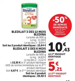 Maximarché Bledilait 3 des 12 mois bledina offre