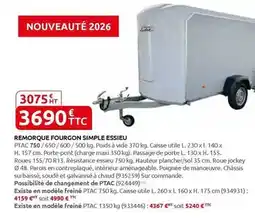 Rural Master Remorque fourgon simple essiéu offre