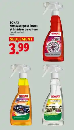 Lidl SONAX Nettoyant pour jantes et intérieur de voiture offre