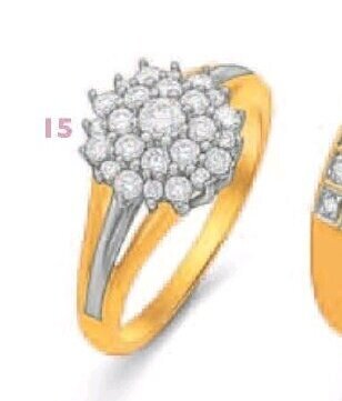 Bague diamants 0.51 ct. taille 54. or jaune et rhodié 3.21 g.