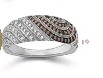 Bague diamants blancs et diamants bruns 0.26 ct. taille 54.