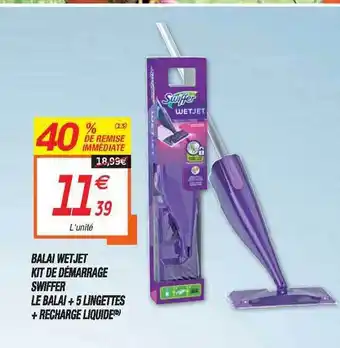 Balai Wetjet Kit De Démarrage Swiffer Le Balai + 5 Lingettes + Recharge Liquide