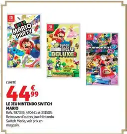 Auchan LE JEU NINTENDO SWITCH MARIO offre