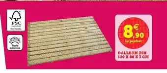 Super U Dalle En Pin 120 X 80 X 3 Cm offre