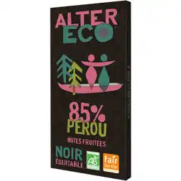 Auchan Alter eco chocolat noir bio absolu 85% pérou alter eco offre