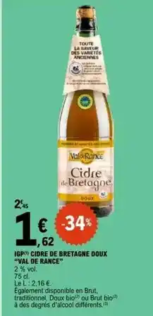 E.Leclerc Val de rance - igp cidre de bretagne doux offre