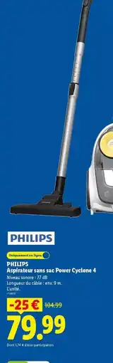 Lidl Philips - aspirateur sans sac power cyclone 4 offre