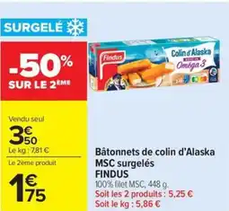 Carrefour Market Bâtonnets de colin d'alaska msc surgelés findus offre