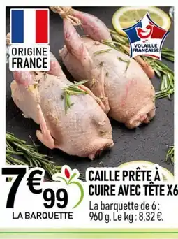 marché frais Géant Caille prête à cuire avec tête x6 offre