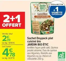 Carrefour Market Sachet doypack plat cuisiné bio jardin bio étic offre