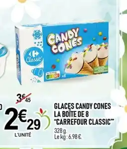 marché frais Géant CARREFOUR CLASSIC Glaces candy cones la boîte de 8 offre