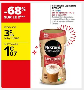 Carrefour Market Café Soluble Cappuccino Nescafe offre
