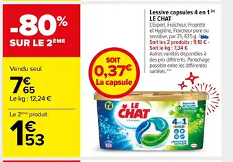 Carrefour Market Lessive Capsules 4 en 1 Le Chat offre