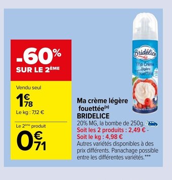 Carrefour Market Ma Créme Légére Fouettée Bridelice offre