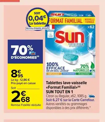Carrefour Market Tablettes Lave-Vaisselle Format Familial Sun Tout En 1 offre