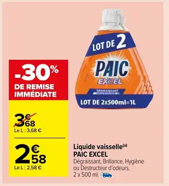 Carrefour Market Liquide Vaisselle Paic Excel offre