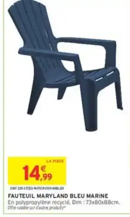 Intermarché Fauteuil maryland bleu marine offre