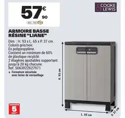 Brico Dépôt COOKE LEWIS Armoire basse résine liane offre