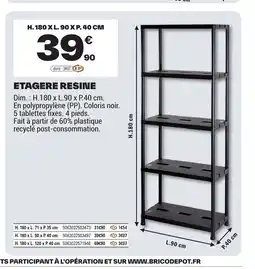 Brico Dépôt Etagere resine offre