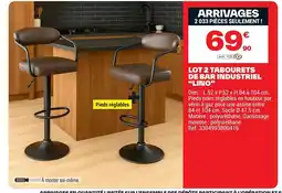 Brico Dépôt Lot 2 tabourets de bar industriel lino offre