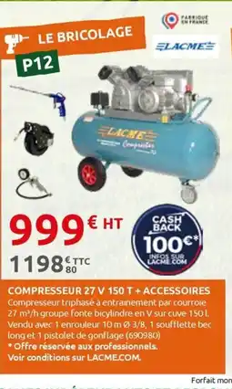Rural Master Compresseur 27 v 150 t + accessoires offre