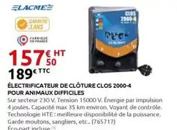 Rural Master Électrificateur de clôture clos 2000-4 pour animaux difficiles offre