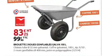 Brouette 2 roues gonflables galva