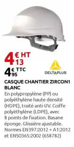 Rural Master DELTAPLUS Casque chantier zircon1 blanc offre