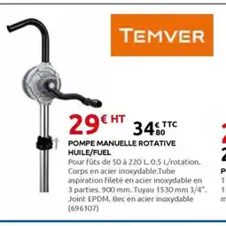 Rural Master TEMVER Pompe manuelle rotative huile/fuel offre
