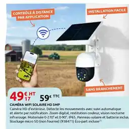 Rural Master Caméra wifi solaire hd 3mp offre