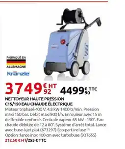 Rural Master Nettoyeur haute pression c15/150 eau chaude électrique offre