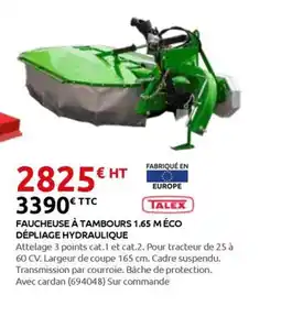 Rural Master TALEX Faucheuse à tambours 1.65 méco dépliage hydraulique offre