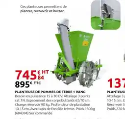 Rural Master Planteuse de pommes de terre 1 rang offre