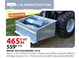 Rural Master Benne tôle galvanisée 1.20 m offre