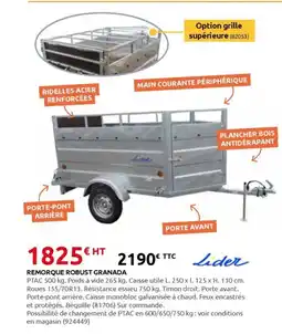 Rural Master Remorque robust granada offre