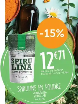 L'Eau Vive PURASANA Spiruline en poudre offre