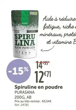 L'Eau Vive PURASANA Spiruline en poudre offre