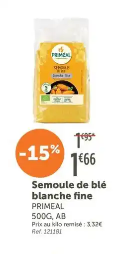 L'Eau Vive PRIMEAL Semoule de blé blanche fine offre