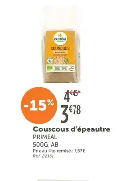 L'Eau Vive PRIMEAL Couscous d'épeautre offre