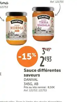 L'Eau Vive DANIVAL Sauce différentes saveurs offre