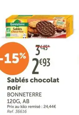 L'Eau Vive BONNETERRE Sablés chocolat noir offre